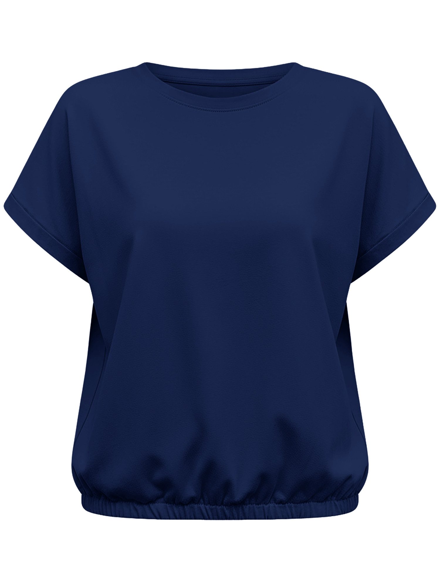 T-Shirt Damen Kurzarmbluse mit Gummizug im Saum