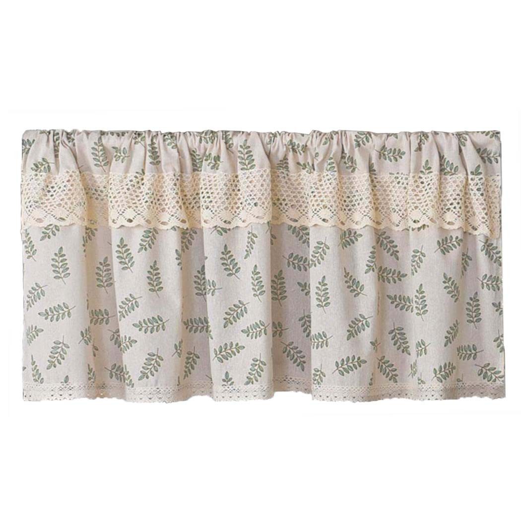 Kaket Scheibengardine Leinenpaneelvorhang, Boho-Kurzvorhang mit Blättermust günstig online kaufen