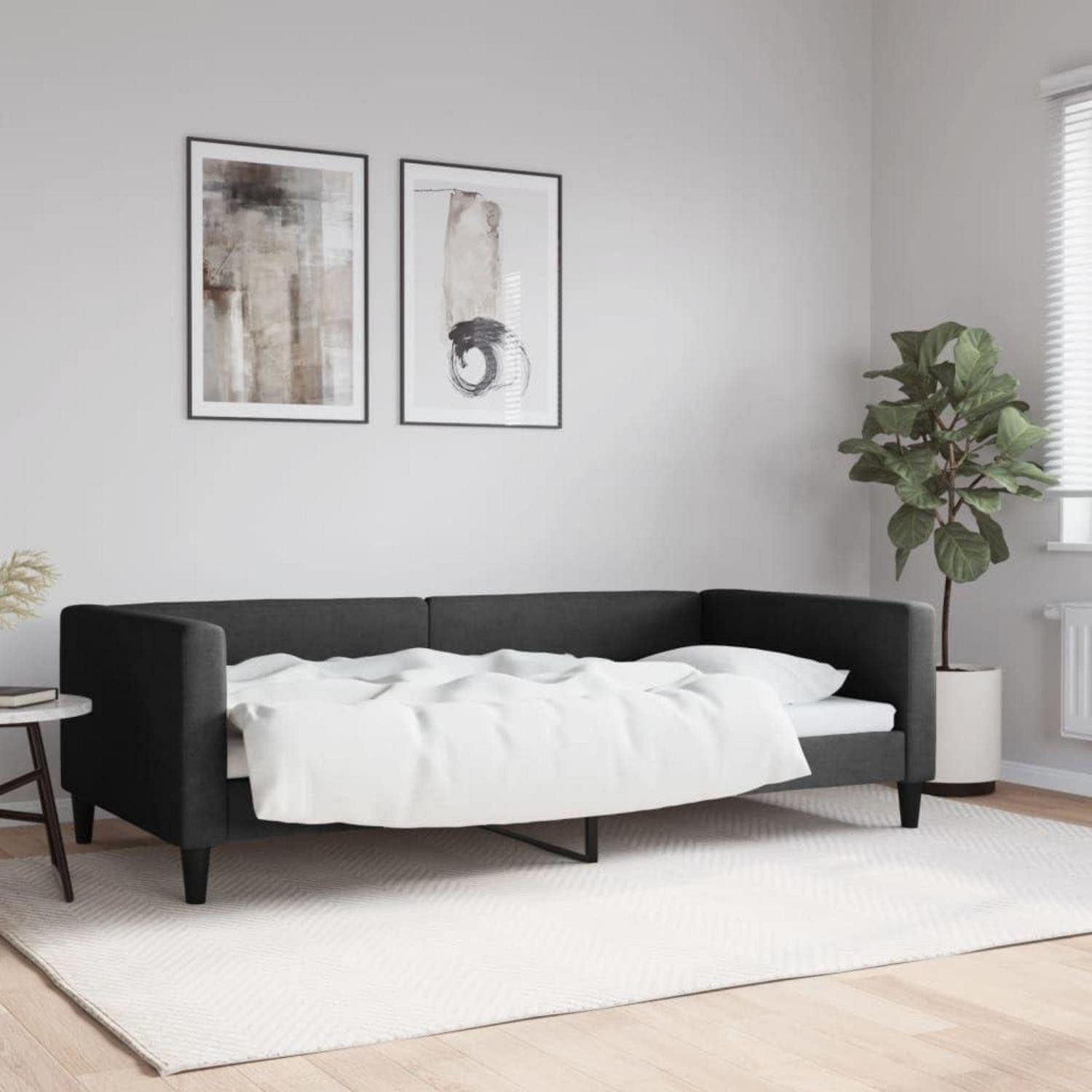 LuxusKollektion Schlafsofa Sofabett Doppelschlafstuhl Stoffcouch 100 x 200 ohne Matratze Schwarz