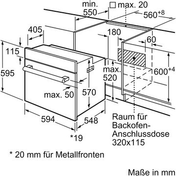 BOSCH Backofen-Set HBD231VR60, mit Teleskopauszug nachrüstbar, ecoClean Direct