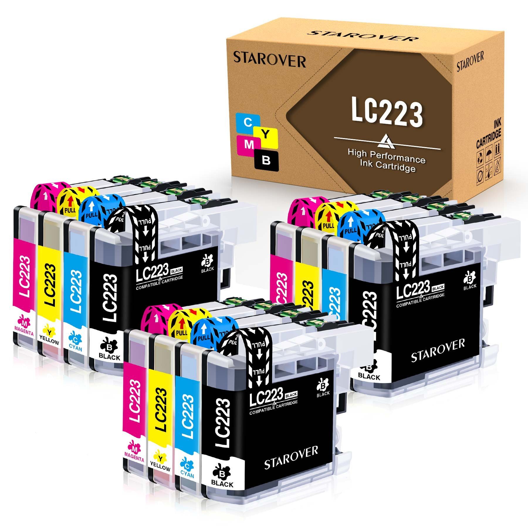 STAROVER für Brother LC223 223 XL MFC-J5320DW J480DW J4420DW Tintenpatrone (12-tlg)