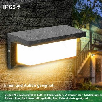 WILGOON Außen-Wandleuchte LED Wandleuchte mit Bewegungsmelder, IP65 Wasserdichte 18W, LED fest integriert, Kaltweiß, Aluminium Rechteck Außen Wandlampe, 26X12.5X12.5cm