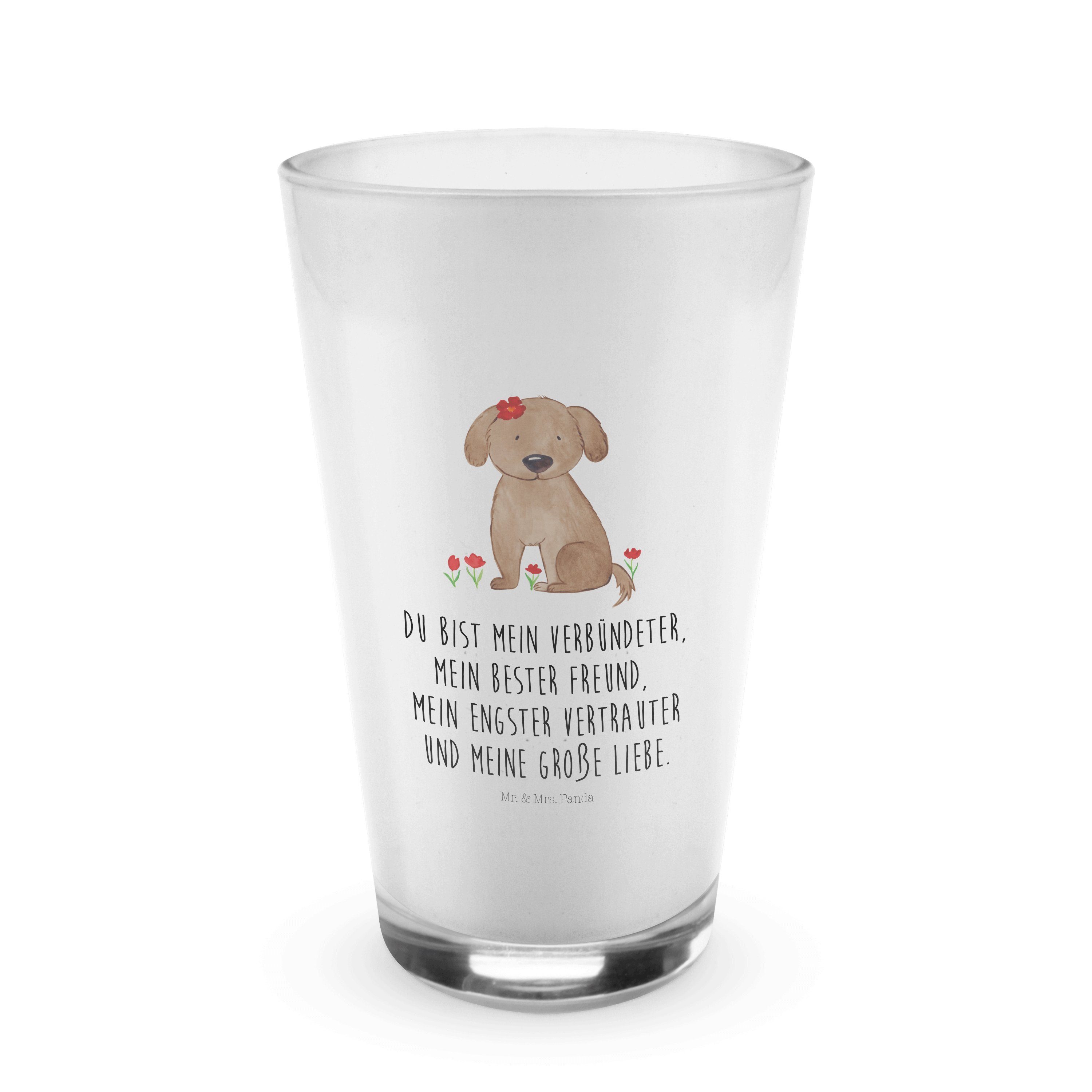 Mr. - Glas Hund Geschenk, Hundemama, Tasse, Premium Cappuccino - & Glas Panda Hundedame Transparent Mrs.