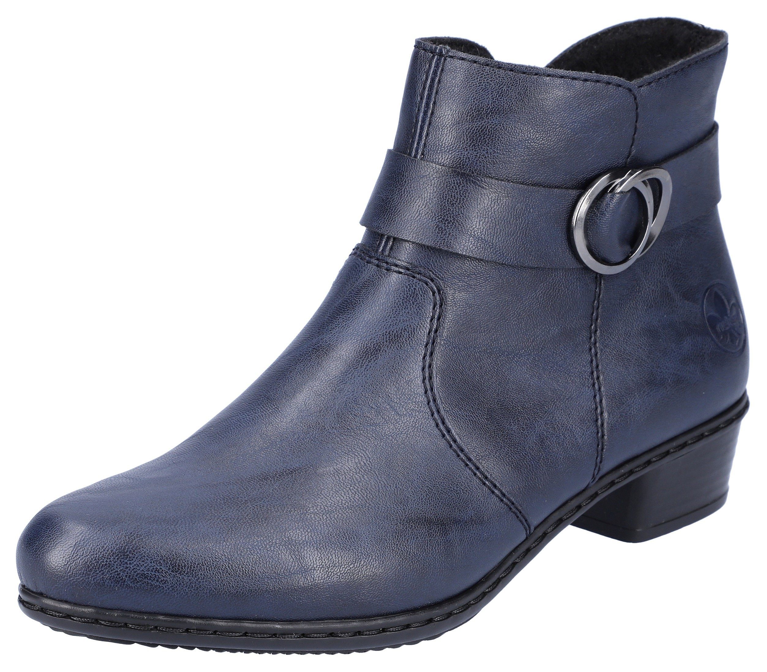 mit Stiefelette Form blau hübscher Rieker Zierschnalle, schmale