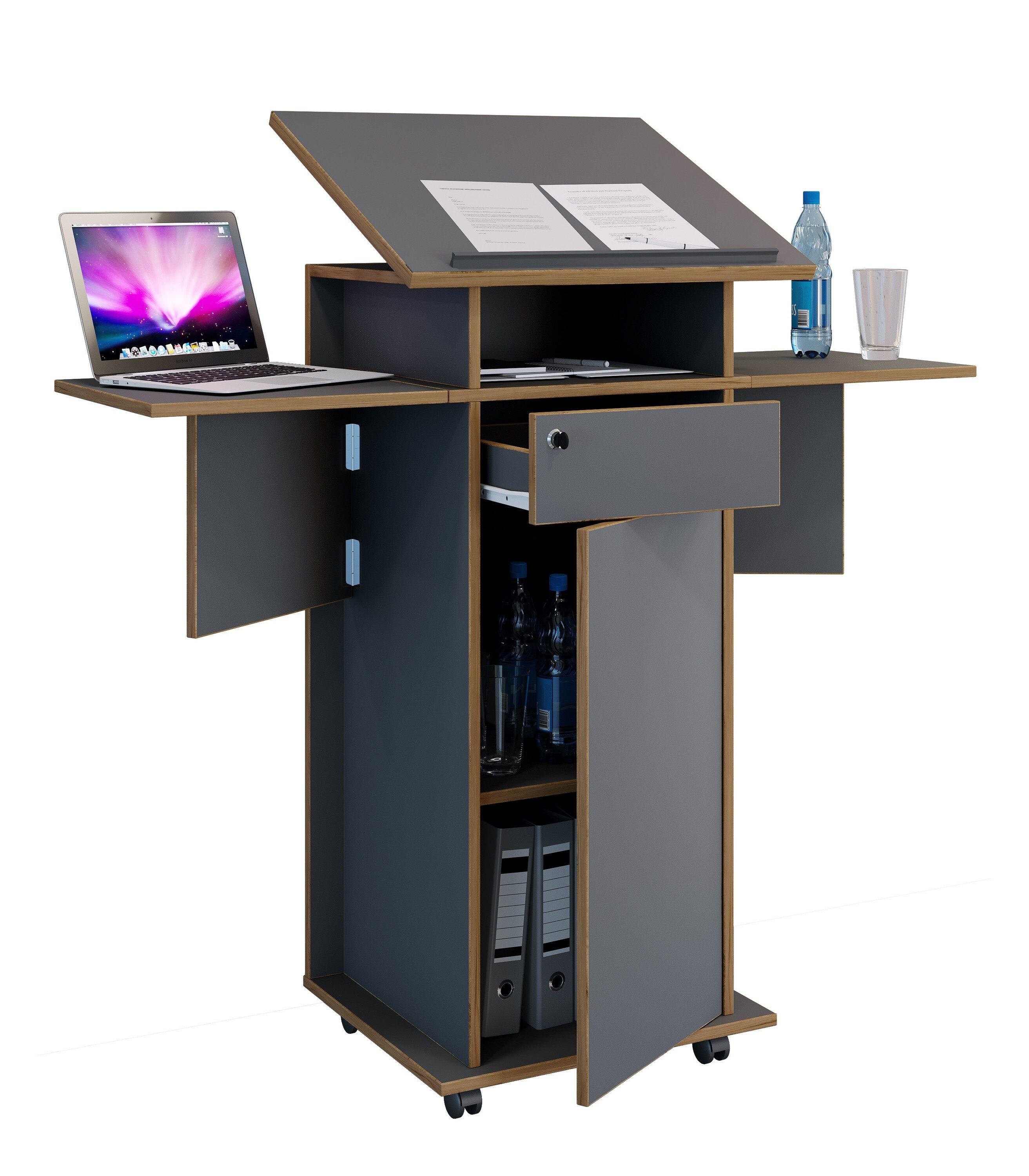 VCM Stehpult Holz Stehpult Rednerpult Stehtisch Rollen Salia T