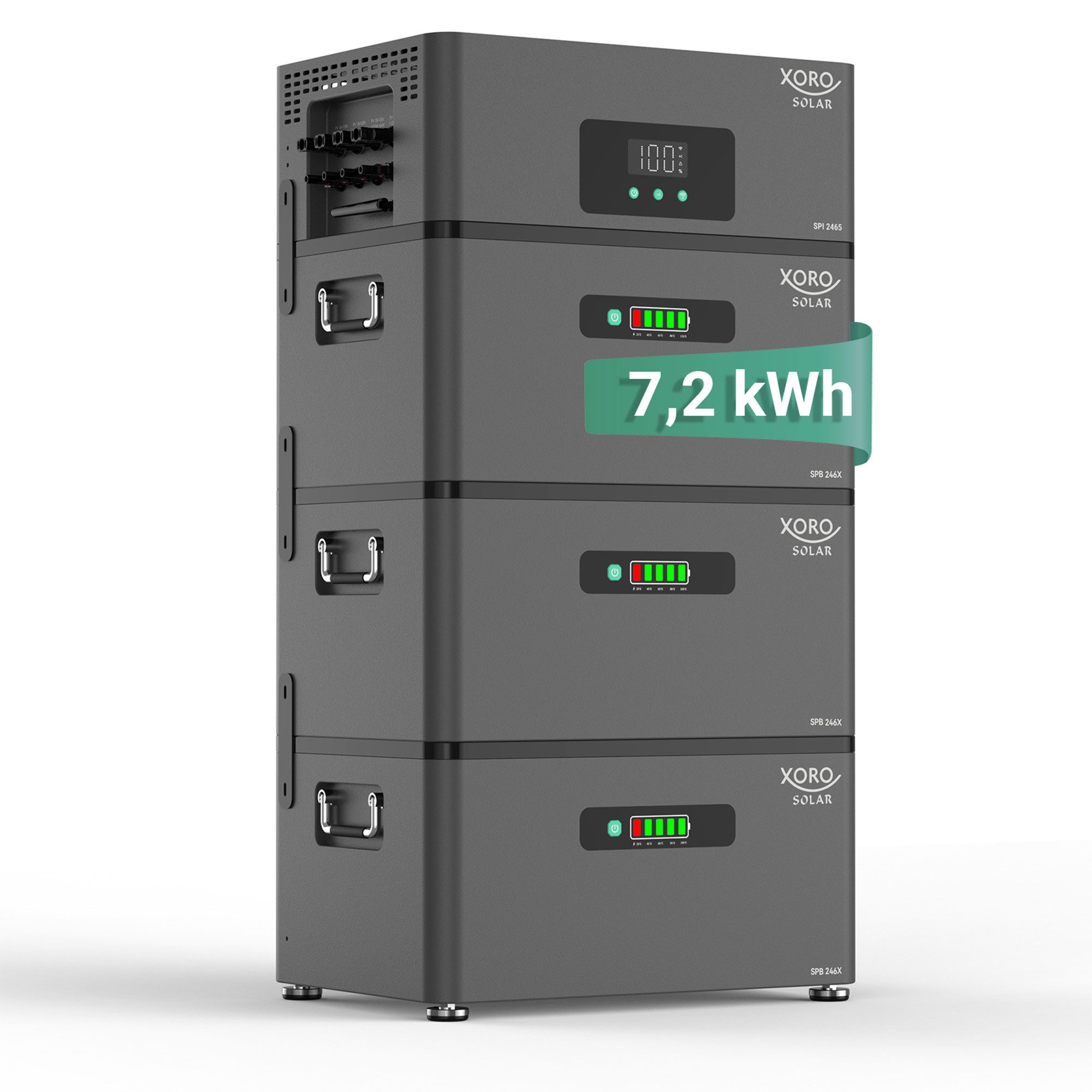 XORO SOLAR ATLAS-F PLUS 7,2kWh für PV & Balkonkraftwerk mit Shelly/EcoTracker Stromspeicher Hybrid-Energiespeichersystem (230 V), AC- und PV-gekoppelt, modular bis 12 kWh, Backup, App-Steuerung