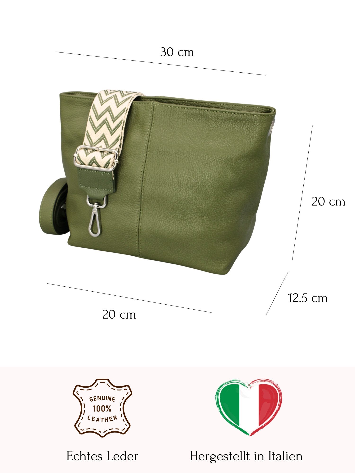 Adel Bags Schultertasche Vera Echt Leder Umhängetasche mit Innenfächern – 10 Farben, echtes Leder