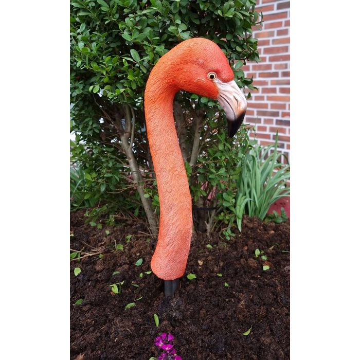 Fachhandel Plus Gartenfigur Gartenfigur Flamingohals Gartenstecker lustige Deko (1 St) handbemalt