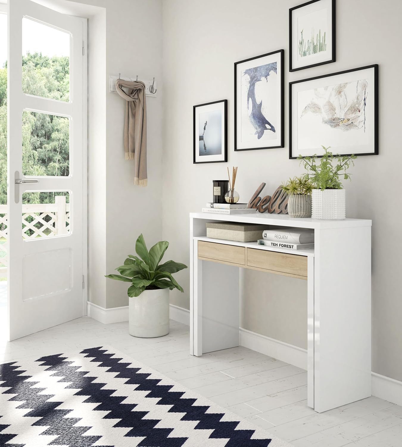 habeig Regal-Schreibtisch Schreibtisch + Kommode ausziehbar Design 100cm Flurschrank, ausziehbar