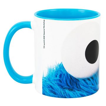 United Labels® Tasse Sesamstraße - Krümelmonster Kaffeetasse aus KeramikWeiß/Blau 320 ml, Keramik