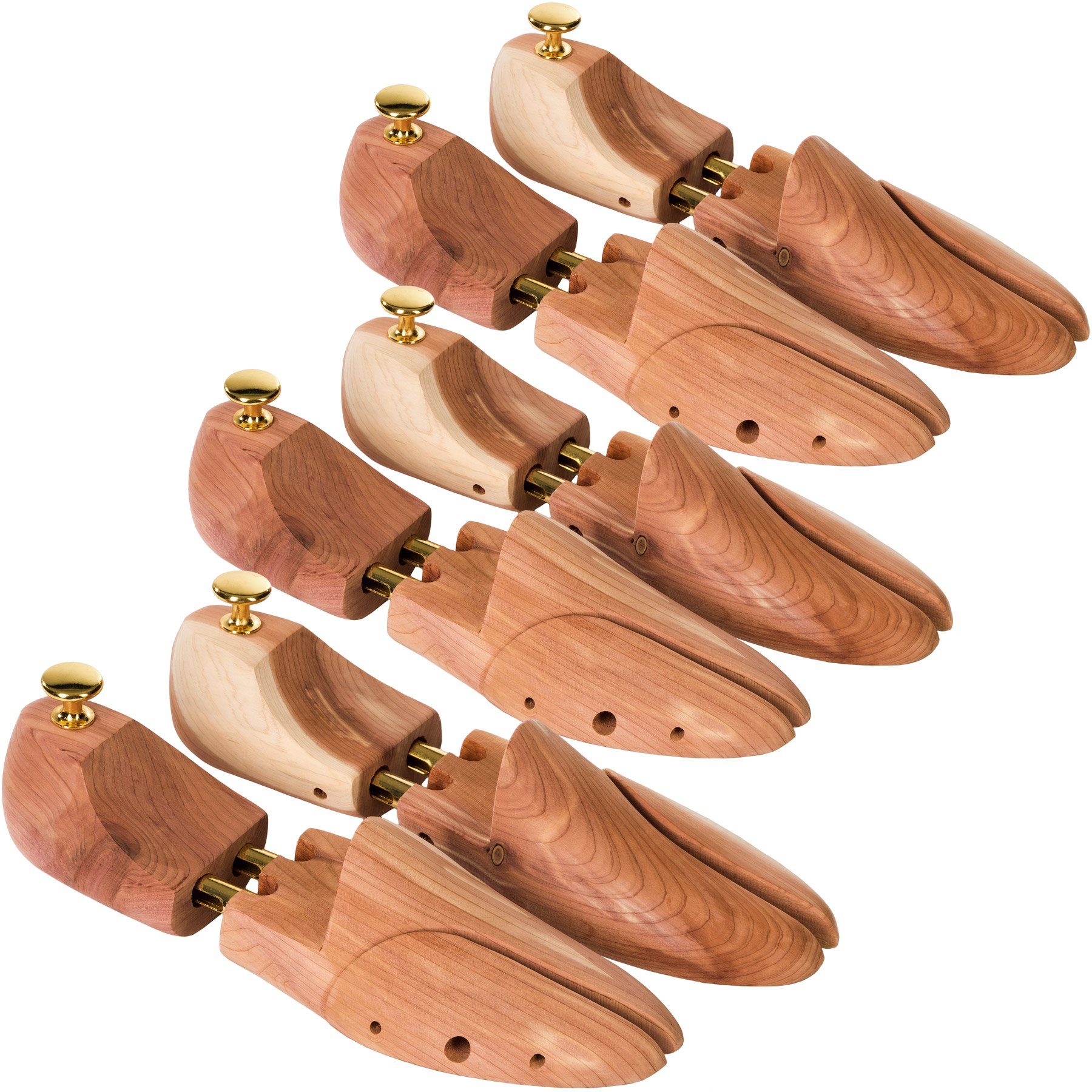 tectake Schuhspanner 3 Paar Spiral-Schuhspanner, gute Luftzirkulation (Stiefelspanner, für Damen- und Herrenschuhe in braun), aus Zedernholz Verhinderung von Gehfalten, hohe Feuchtigkeitsaufnahme