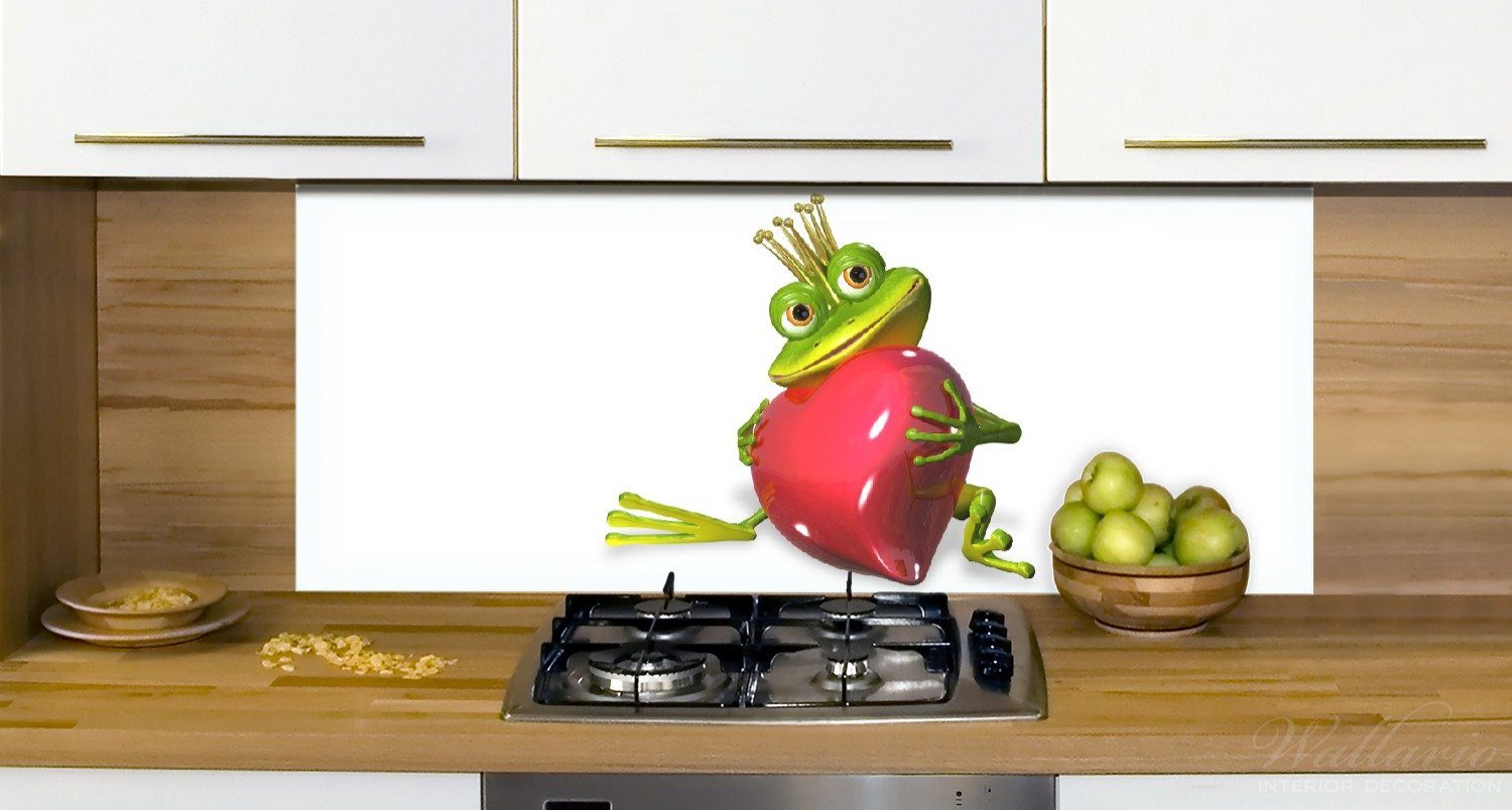 Herz, Küchenrückwand Froschkönig mit großem Verliebter Wallario (1-tlg)
