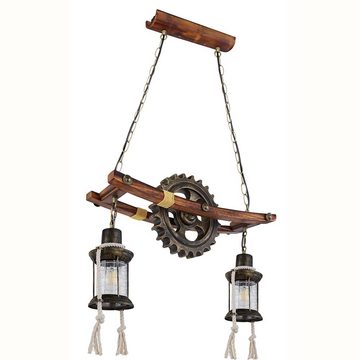 etc-shop Hängeleuchte, Leuchtmittel nicht inklusive, Steampunk Lampe Hängelampe Vintage Industrial Pendelleuchte Holz