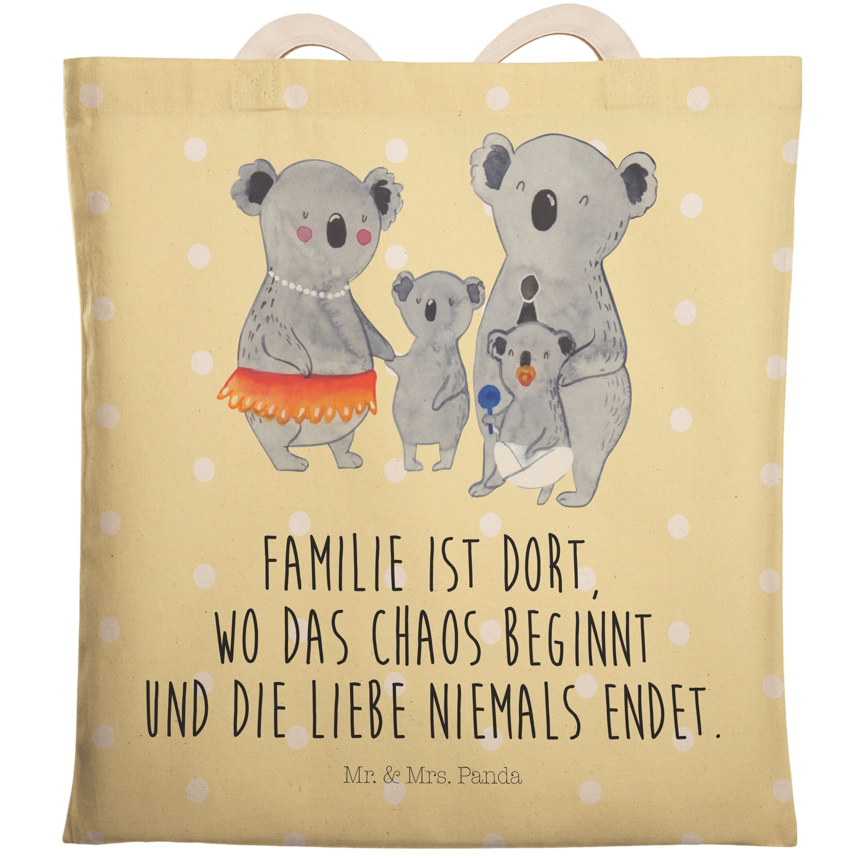 Mr. & Mrs. Panda Tragetasche Koala Familie - Gelb Pastell - Geschenk, Familienzeit, Geschwister, U (1-tlg)