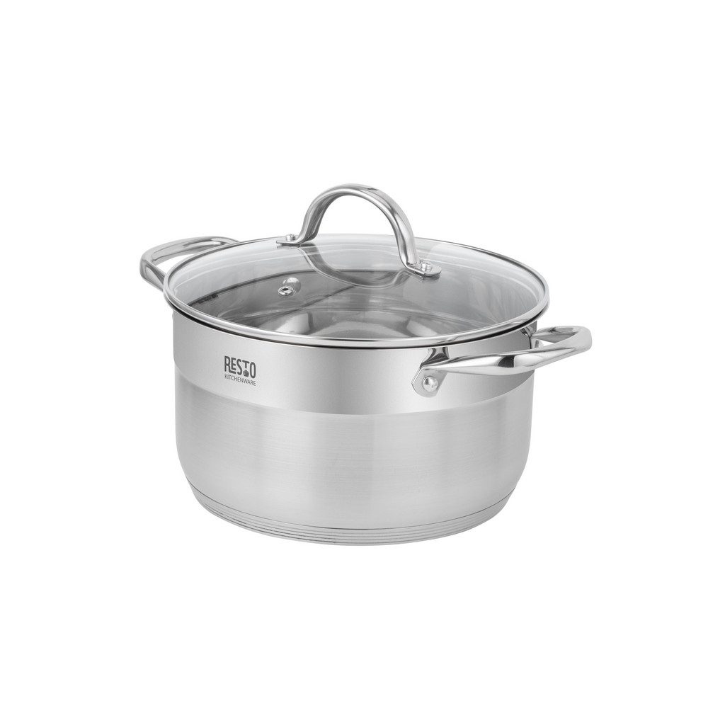RESTO Kitchenware Kochtopf Rigel, Topf energiesparend und spülmaschinenfest, Edelstahl 18/10 (2-tlg), mit hitzebeständigem Glasdeckel, im Geschenkkarton