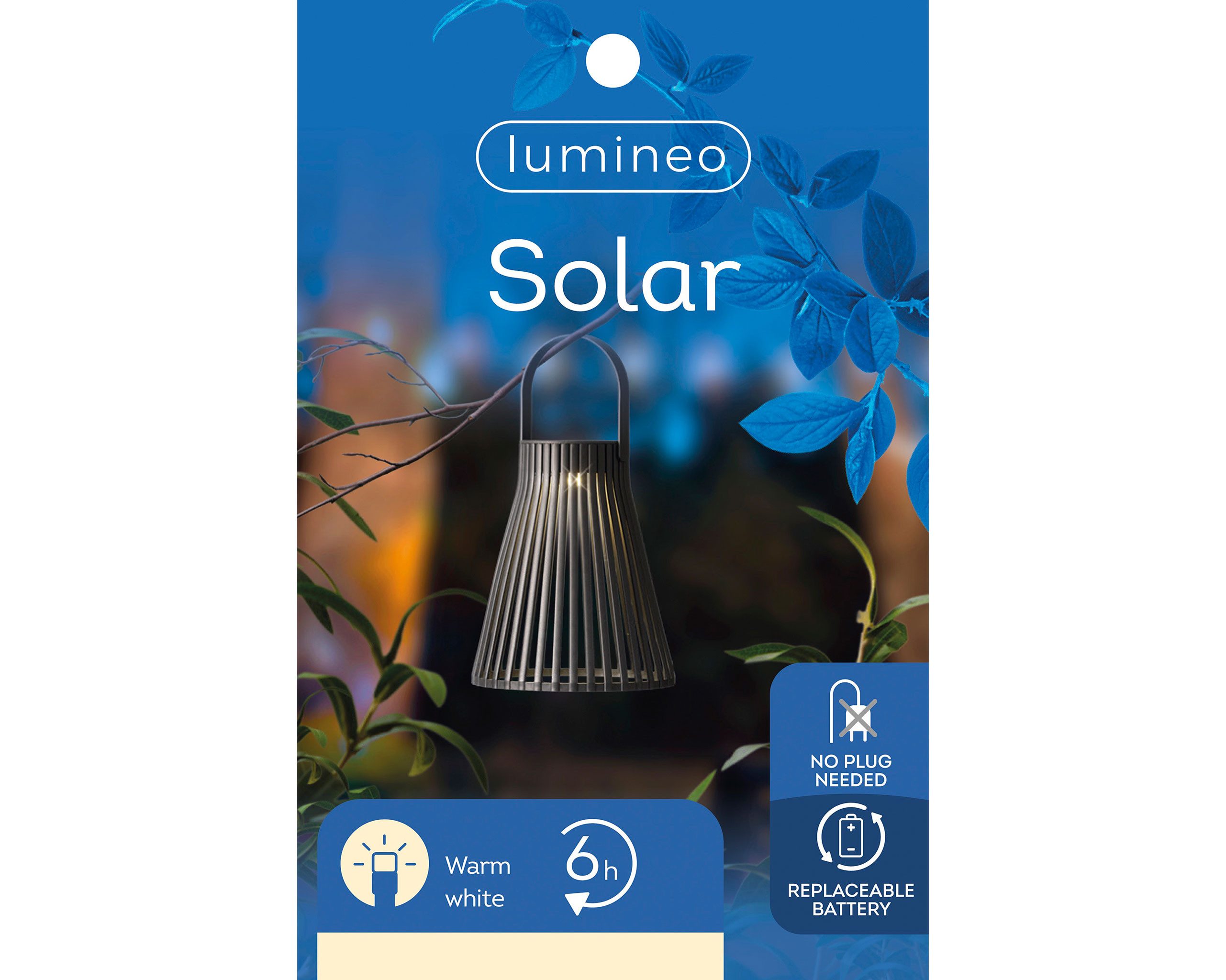 Lumineo LED Laterne, Dauerlicht, warmweiß, Solar Gartenleuchte LED Laterne 14x18cm Kunststoff Schwarz / Warmweiß