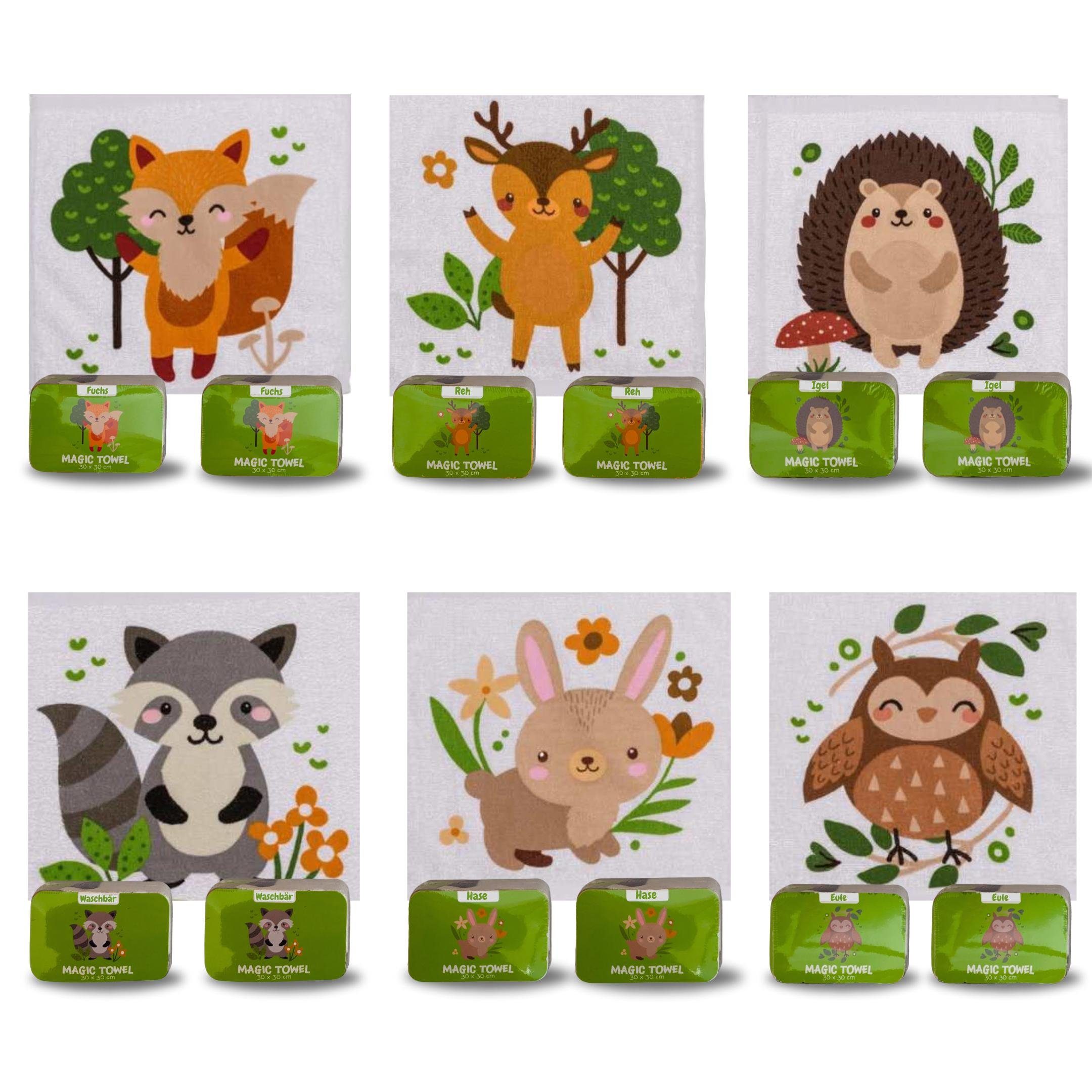 Bada Bing Handtuch Magisches Handtuch Waldtiere Baumwoll-Waschlappen Zauber günstig online kaufen