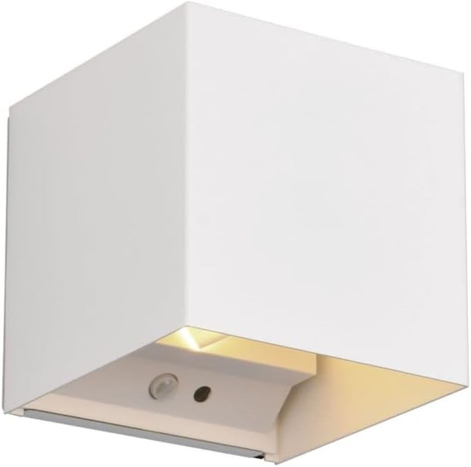 lightling LED Außen-Wandleuchte Talina, LED fest integriert, Warmweiß, Dämmerungs- und Bewegungssensor, Up- and down Beleuchtung, weiß matt