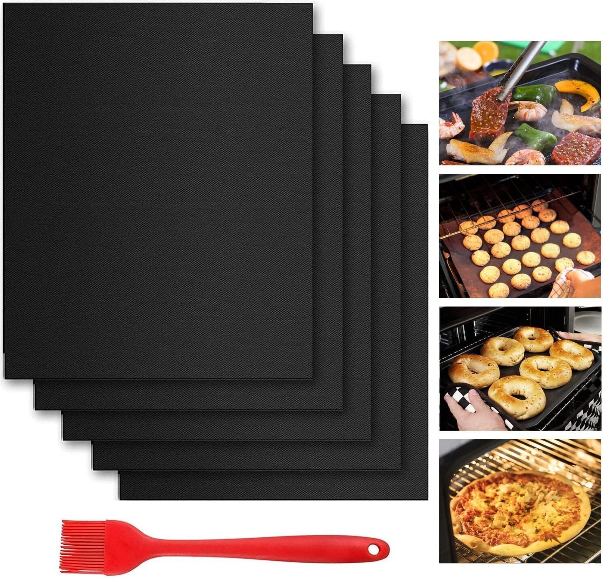 FELIXLEO Backpapier Wiederverwendbares Backpapier 40x33cm zuschneidbar 5er-Set mit Pinsel