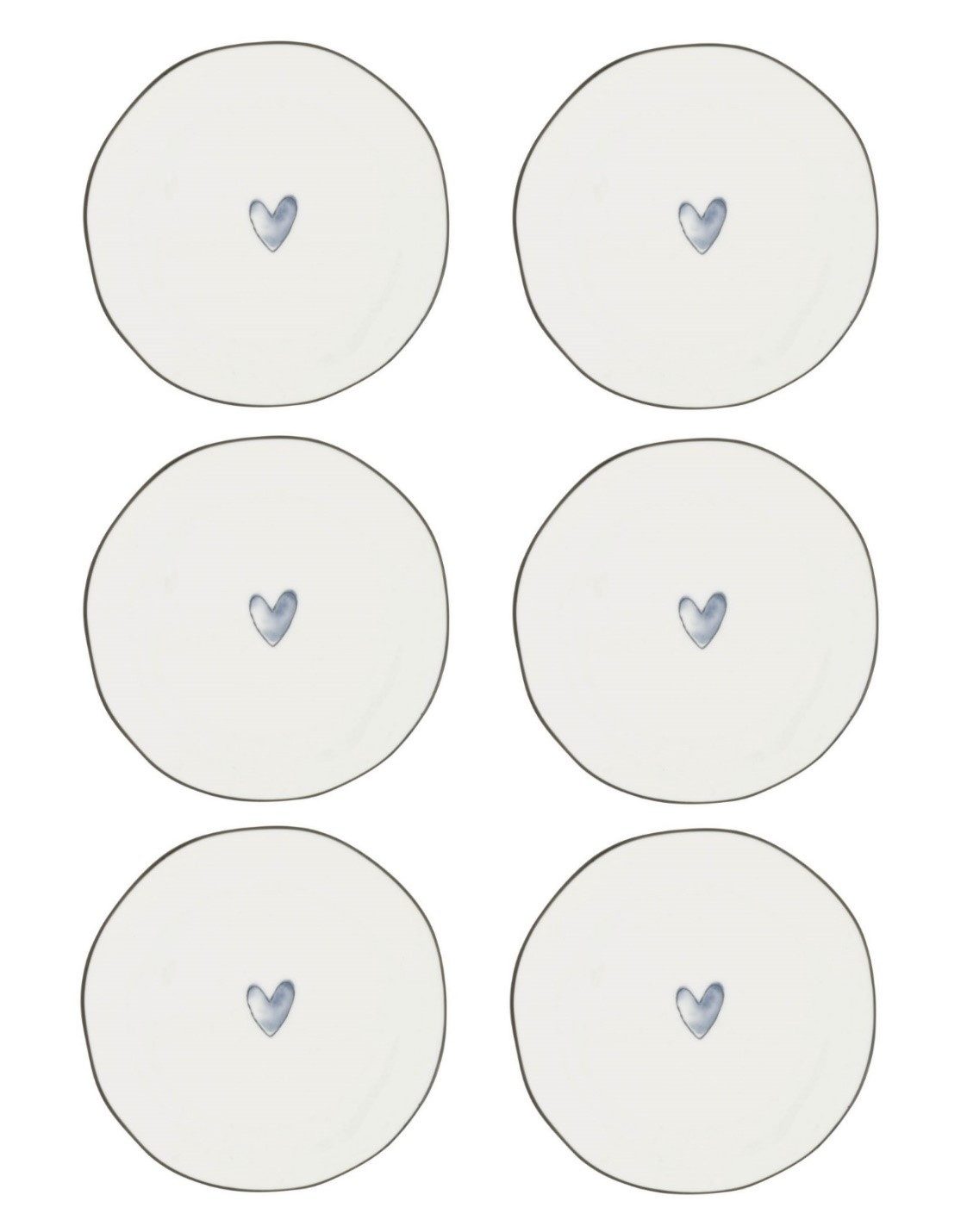 Bastion Collections Kuchenteller Iris Blue, Spülmaschinengeeignet, Weiß, Motiv: Watercolour Heart