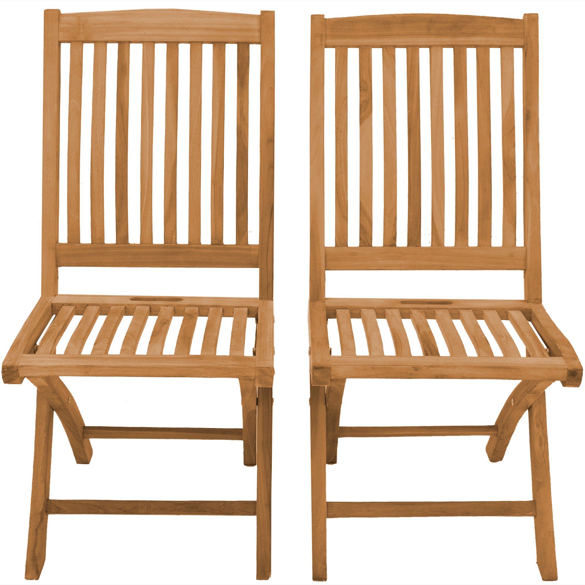 Teako Design Klappstuhl Teak Klappstuhl Ancona (2 Stück) + Auflagen in rot- Lehne: 90 cm (2 St)