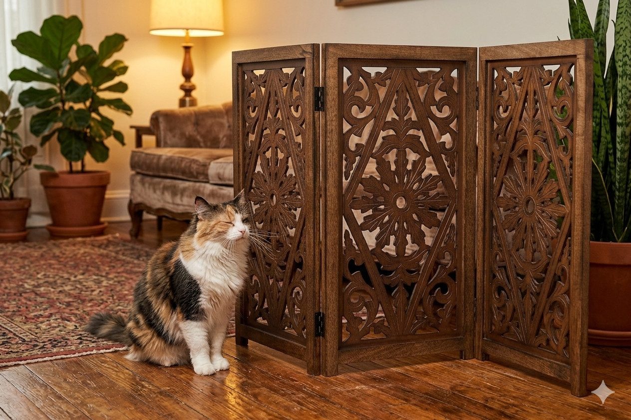 iAnanas Hundegitter faltbar & freistehend - Haustiergitter 180×84 cm Trennwand, Türschutzgitter, Raumteiler oder Kaminschutz