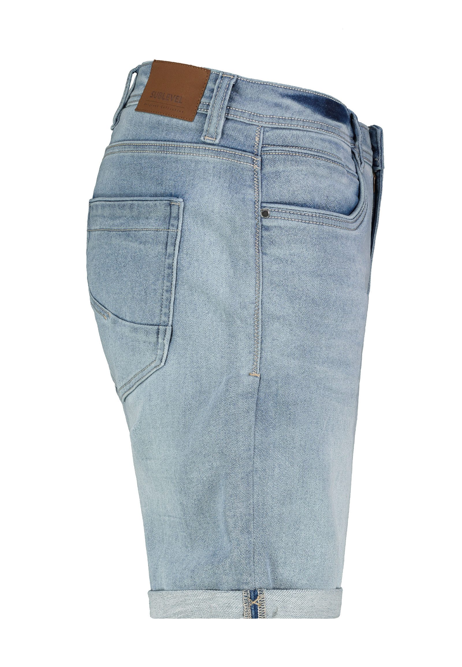 SUBLEVEL Jeansshorts im Used-Look mit umgeschlagenem Saum, Gr. 32 Used-Look Shorts