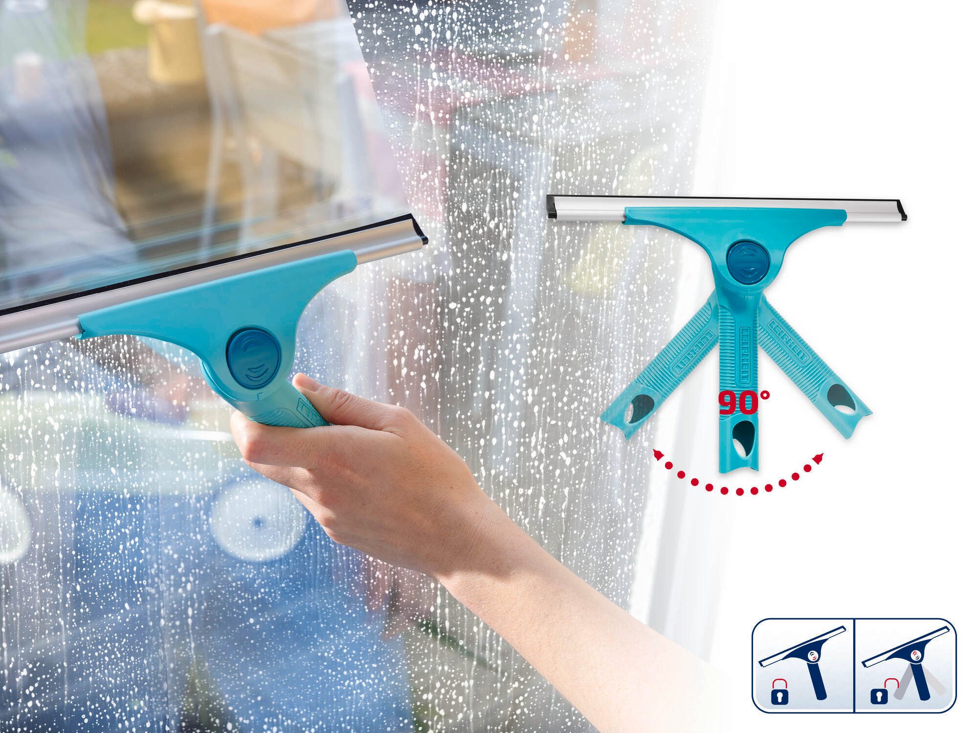 Leifheit Fenstersauger Abzieher 2in1 M Pro Reach, Bewegliches Gelenk, Kombi mit Click-System, 28cm