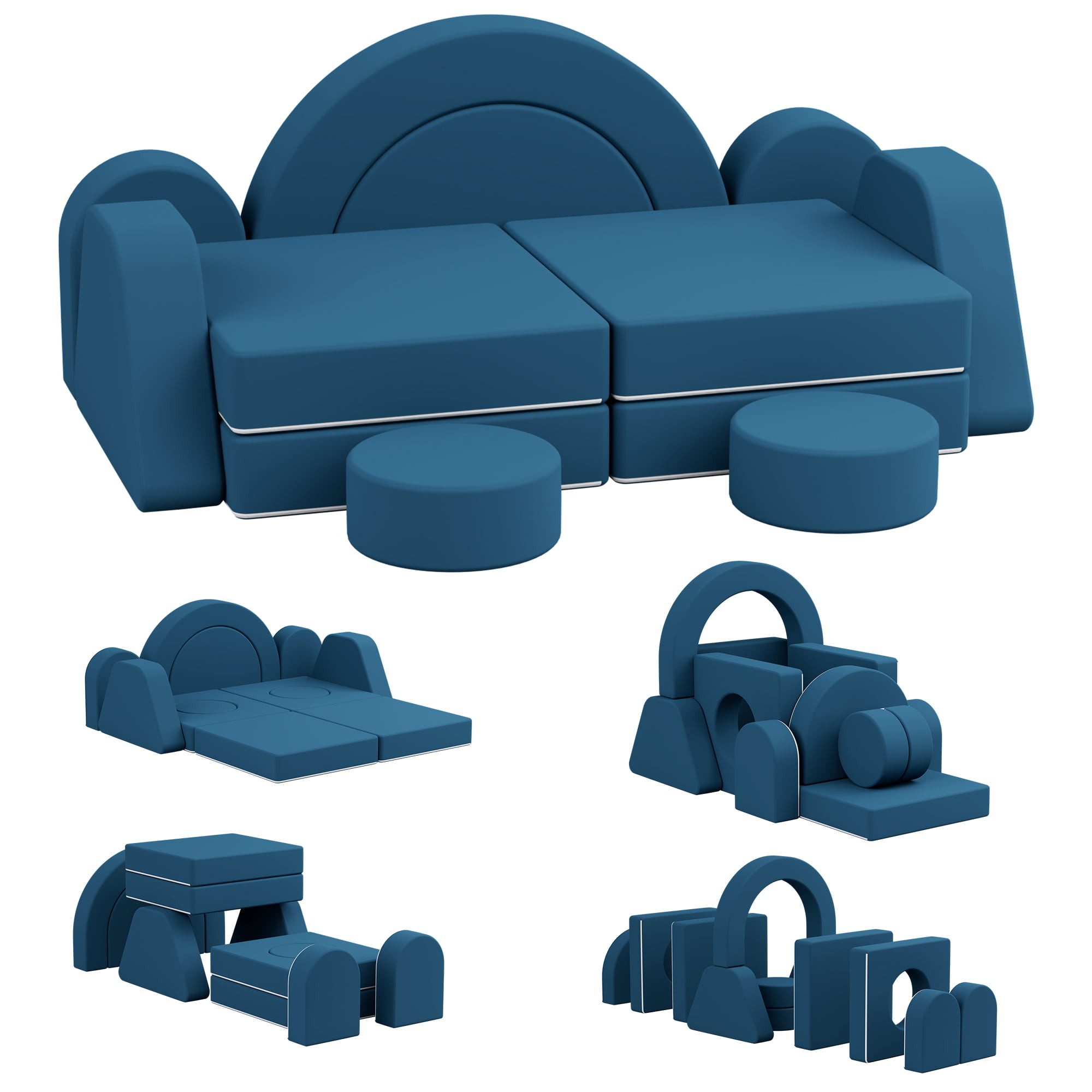 radelldar Kindersofa Modulare Spielsofa, 12 Teile, aus Schaumstoff für Kinder, 2 Sitzplatz, wasserdicht