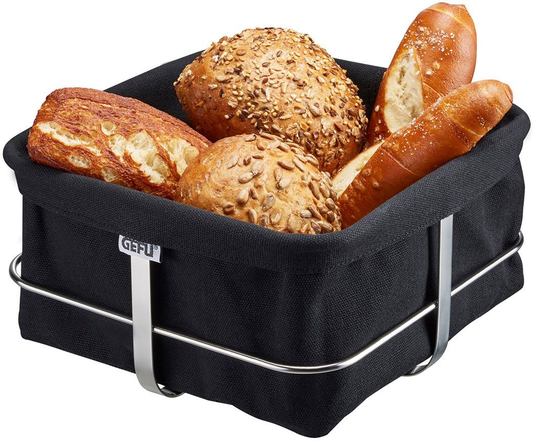 GEFU Brotkorb BRUNCH eckig, Baumwolle, Edelstahl, (1-tlg., Edelstahl Rahmen, Baumwolleeinsatz), perfekt für Brot & Brötchen