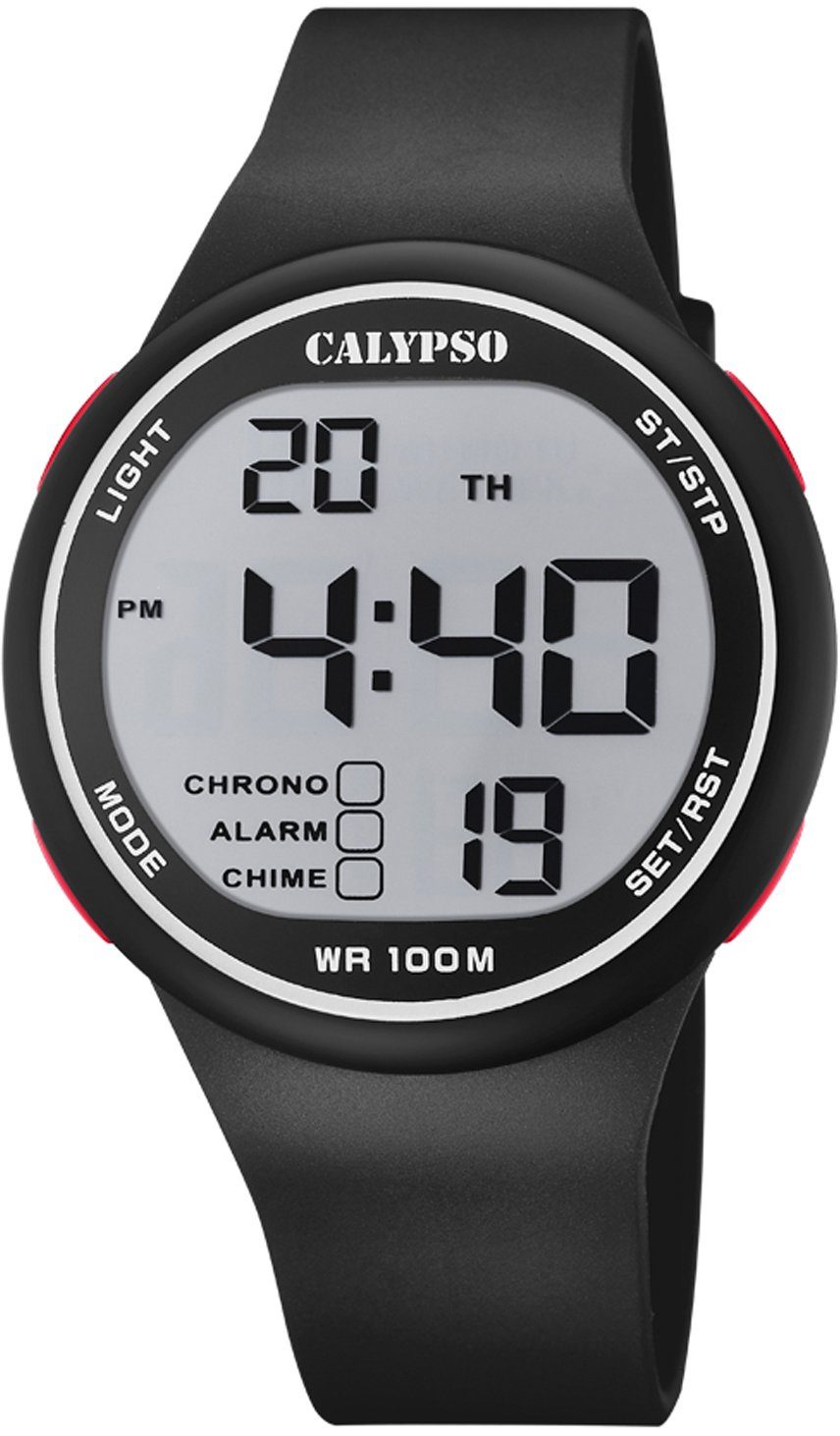 CALYPSO WATCHES Chronograph Color Splash, K5795/1, Armbanduhr, Quarzuhr, Herrenuhr, Datum, Digitalanzeige, Stoppfunktion