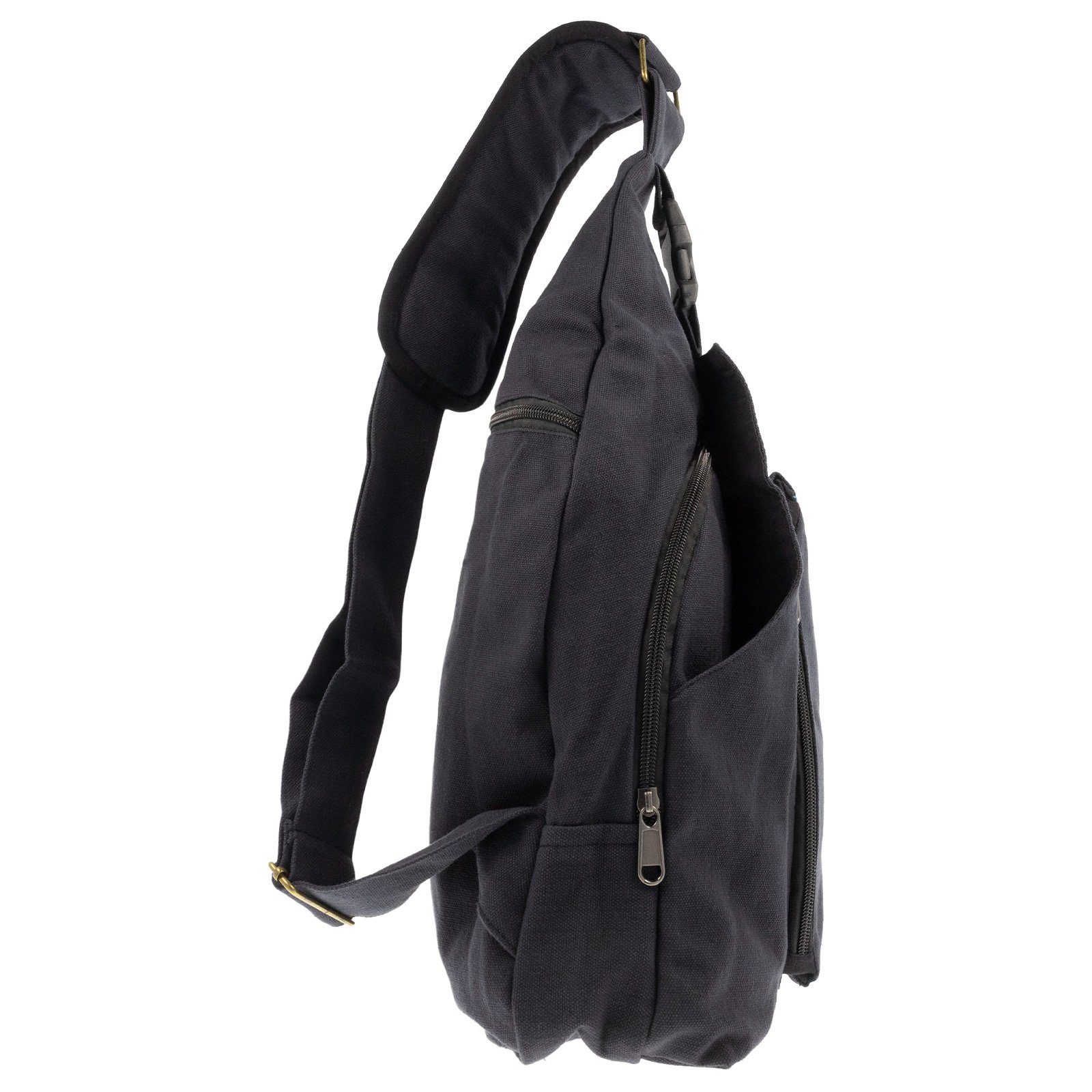 OM MAGIE KUNST Sling Bodybag Rucksack Hippie Schwarz Symbol Türkis Bag / Schultertasche Schultertasche L UND