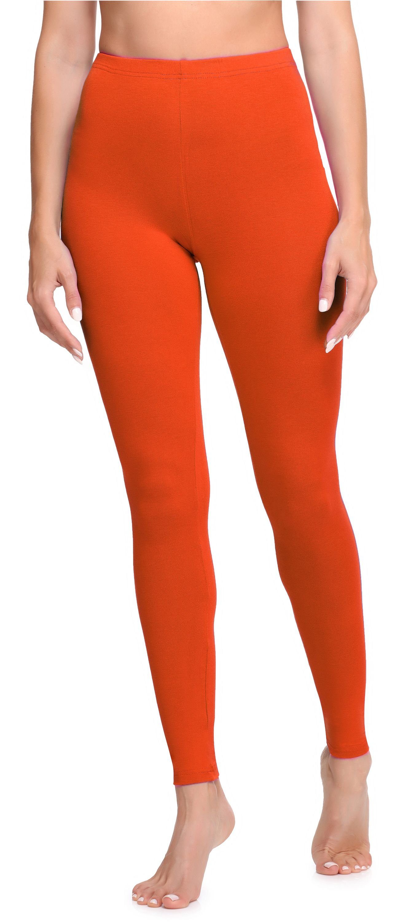 Ladeheid Leggings Damen Lange Leggings aus Baumwolle LA40-133 (1-tlg) elastischer Bund Orange