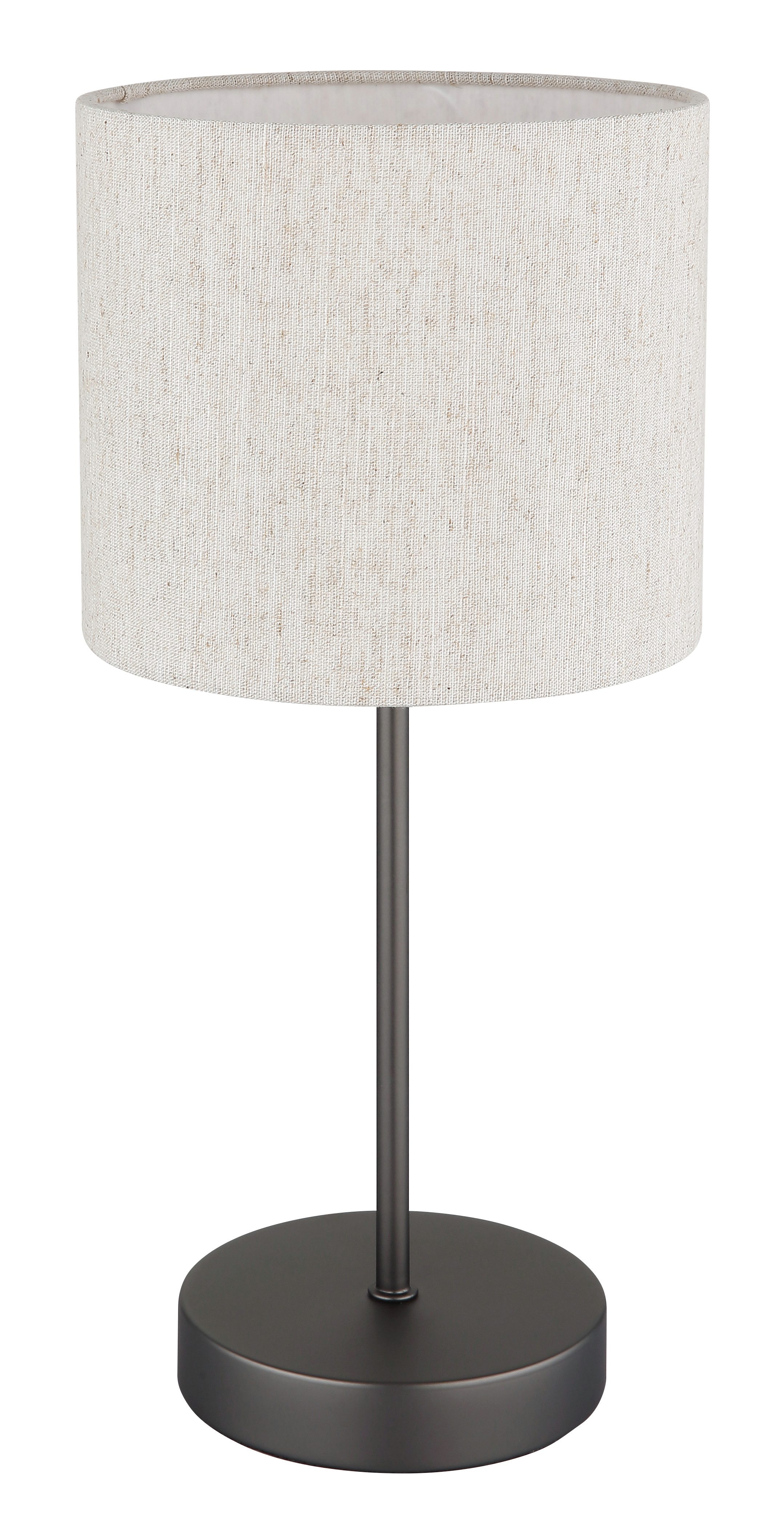 NOWA Tischleuchte THEA, ohne Leuchtmittel, Tischlampe,schwarz,Leinen,Schlafzimmer,rund,Flur,creme,Wohnraum