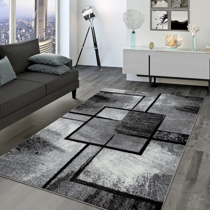 Designteppich Wohnzimmer Teppich Kurzflor In Abstraktem Design Modern Geometrisch Used Look TT Home rechteckig Höhe: 15 mm