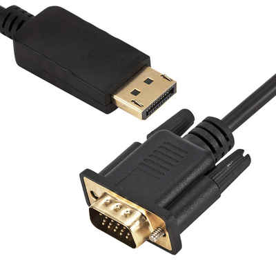 Retoo DisplayPort auf VGA 2m Vergoldet Kabel 1080P DisplayPort DP Stecker Computer-Kabel, DisplayPort, VGA, DisplayPort, VGA, Hochwertig, 480i, 576i, 480p, 576p, 1080i und 1080p, 60Hz, 1,8 m