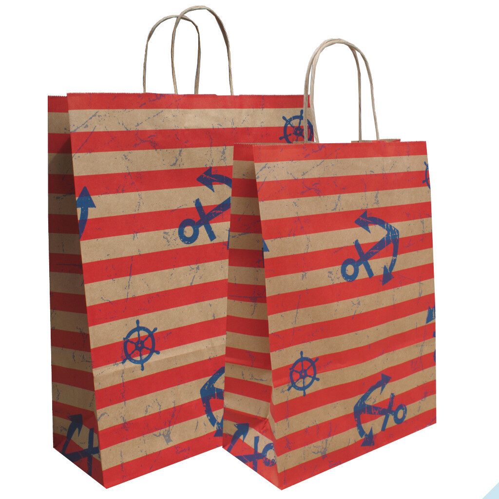 Tragetasche Papiertragetasche mit Kordel "Küstentasche", ab 90g/m² (10-tlg)