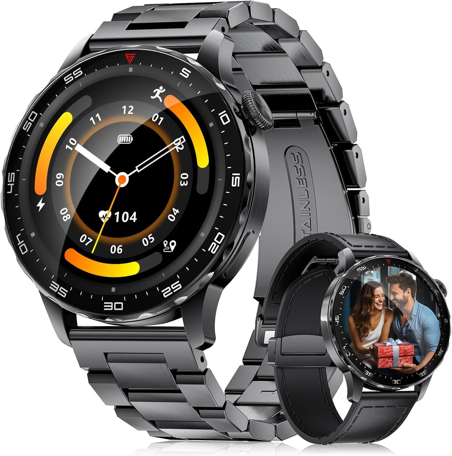 Lige SML21-K Smartwatch (3,8 cm, android ios), Herren Smartwatch mit 1.43" AMOLED Display, Bluetooth Calls