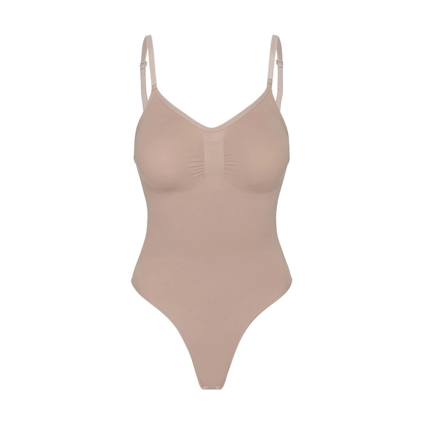 cfab (creamy fabrics) Miederbody Bodysuit Sculpting Shapewear mit String-Beige-L (1-tlg) Figurformend