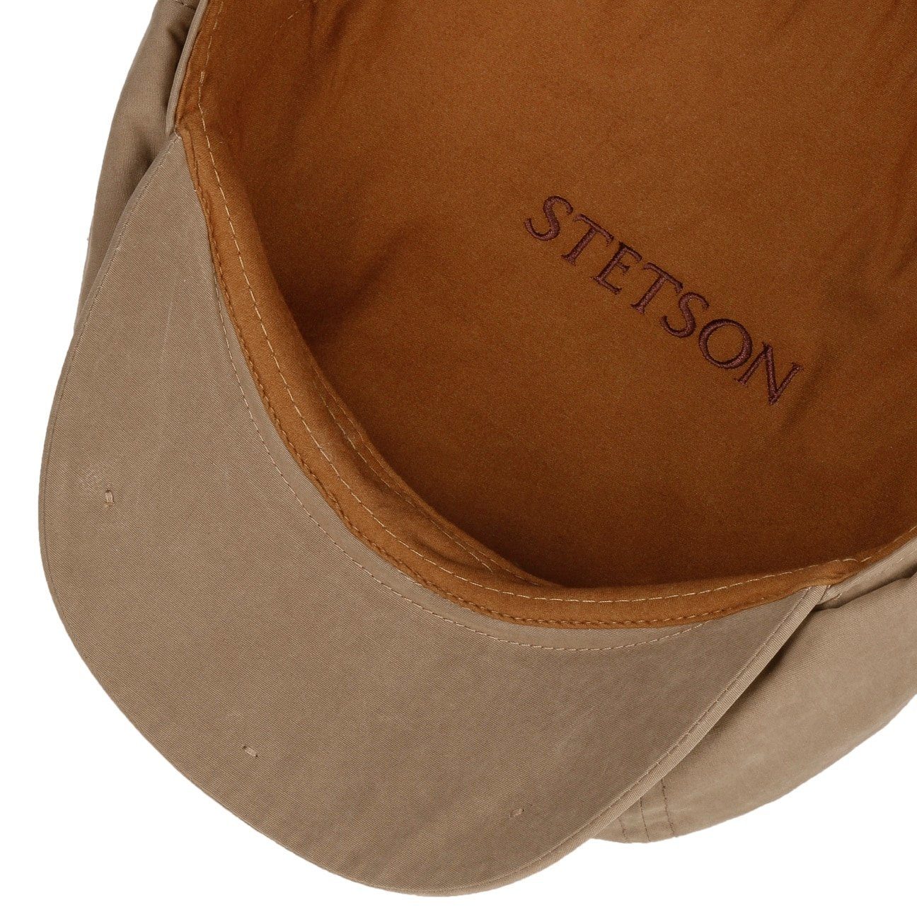 Stetson Flat Cap beige mit (1-St) Schirmmütze Schirm
