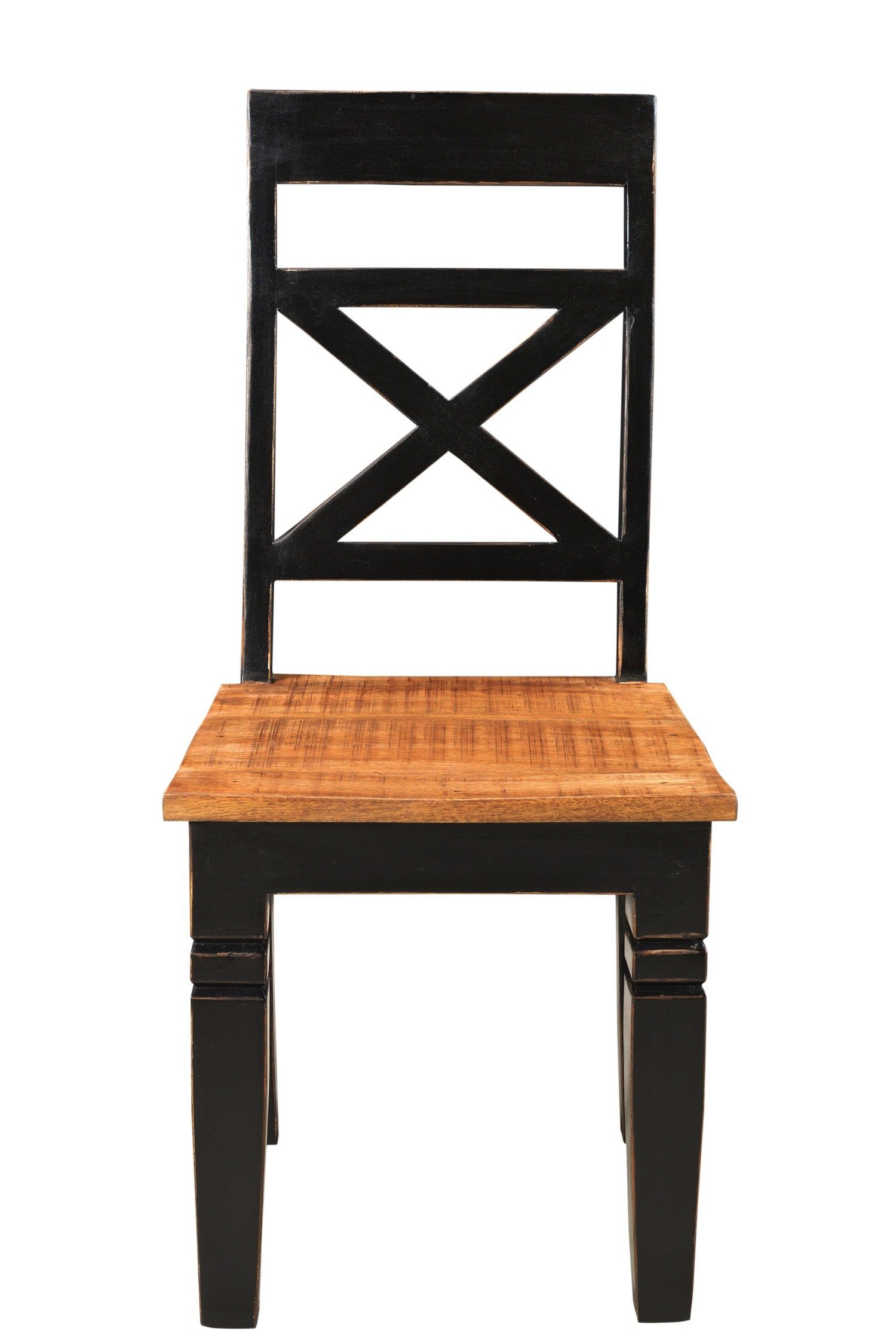 TPFLiving Stuhl Kent - aus schwarzem Mangoholz (antikes Design - mit honigfarbener Deckplatte), Produktlinie: Washington - Breite: 45 cm, Höhe: 100 cm, Tiefe: 45 cm | Stühle