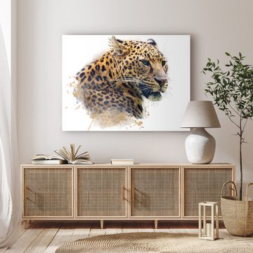 wandmotiv24 Leinwandbild Tiere, Querformat, Leopard, Raubtier, Katze, Tiere (1 St), Wandbild, Wanddeko, Leinwandbilder in versch. Größen