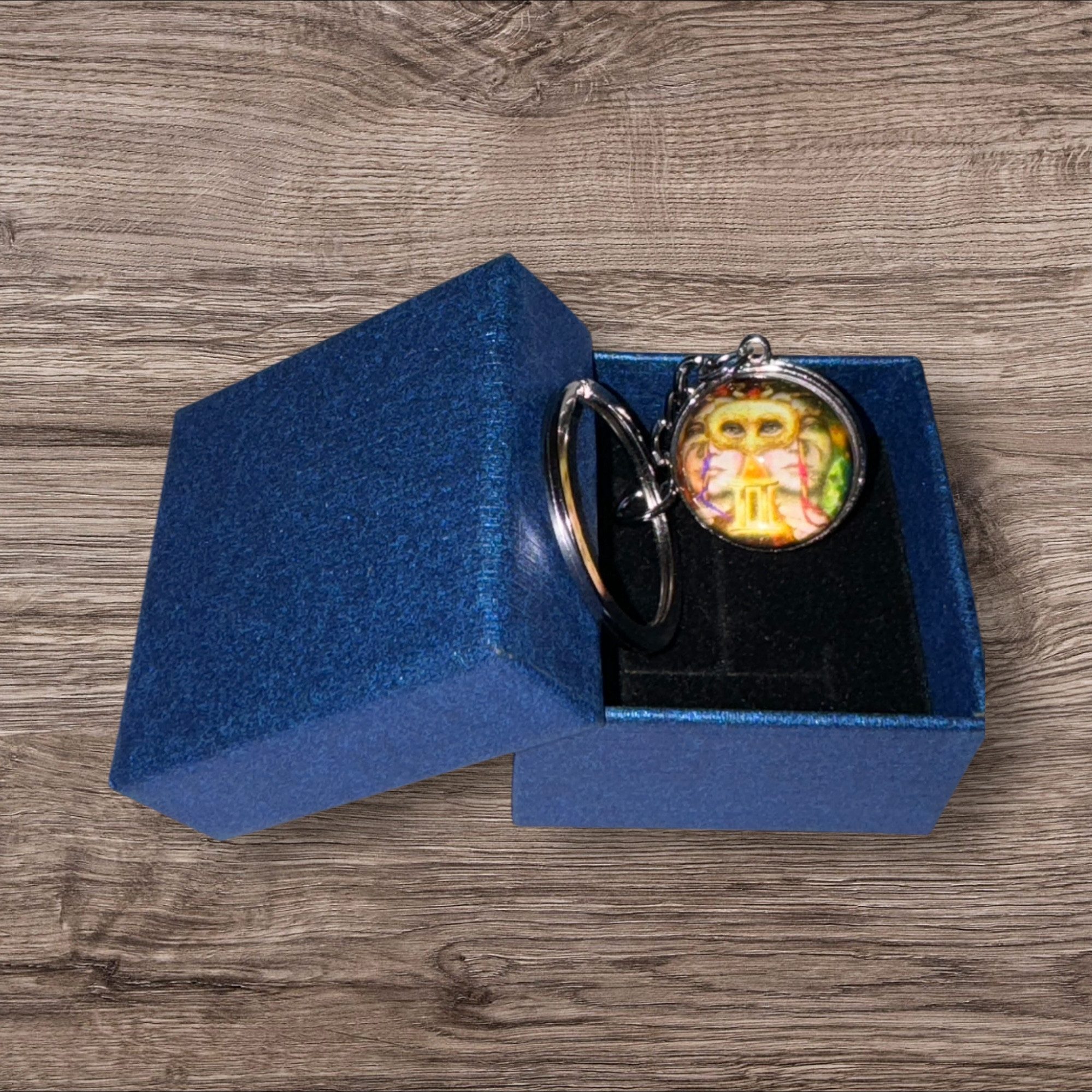 Schlüsselanhänger mit Gravur Zwillinge Sternzeichen Schlüsselanhänger 3D mit Geschenkbox