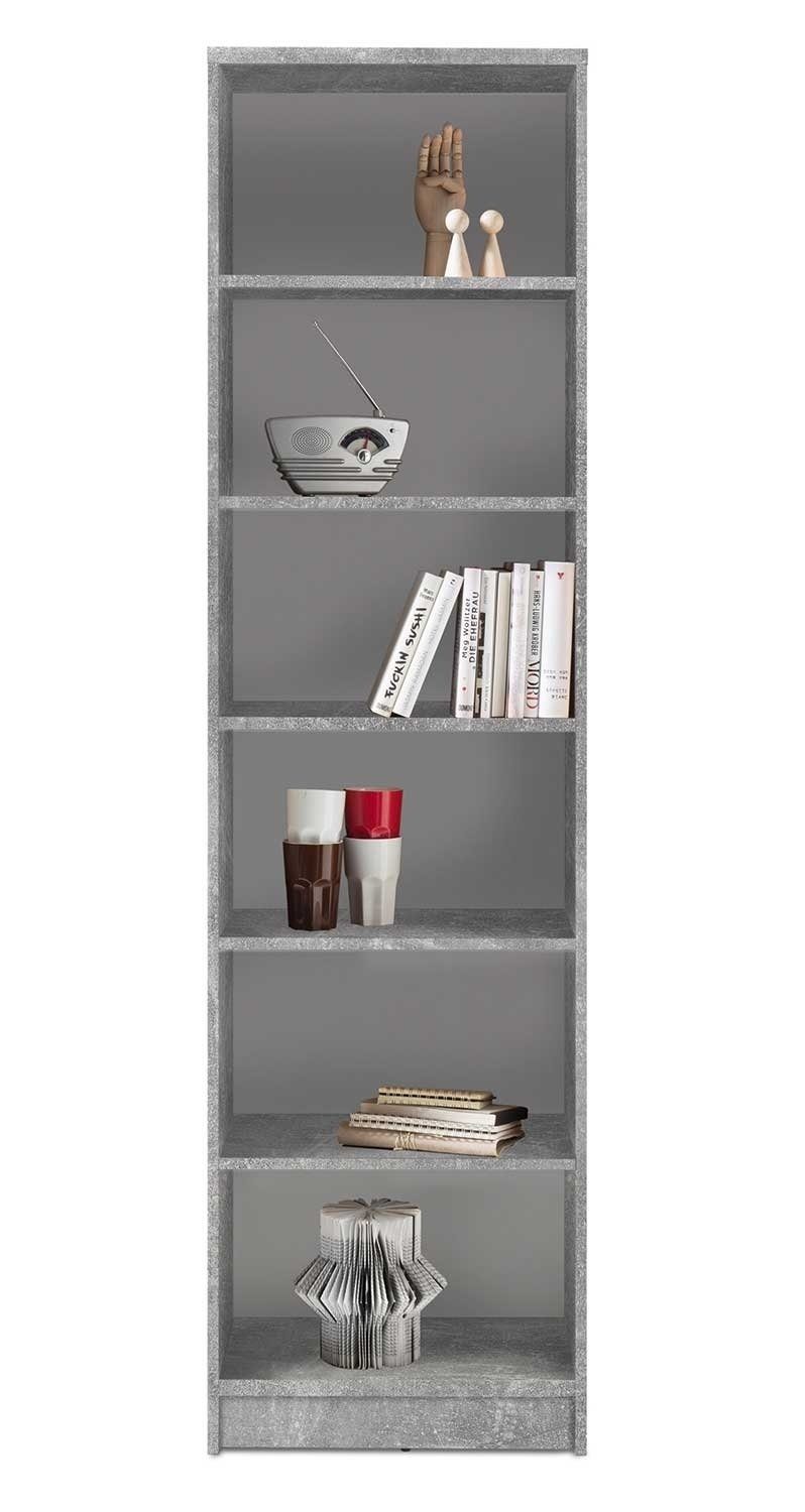 Bücherregal OPTIMUS, B 54 x H 198 cm, Betondekor, mit 6 Fächern