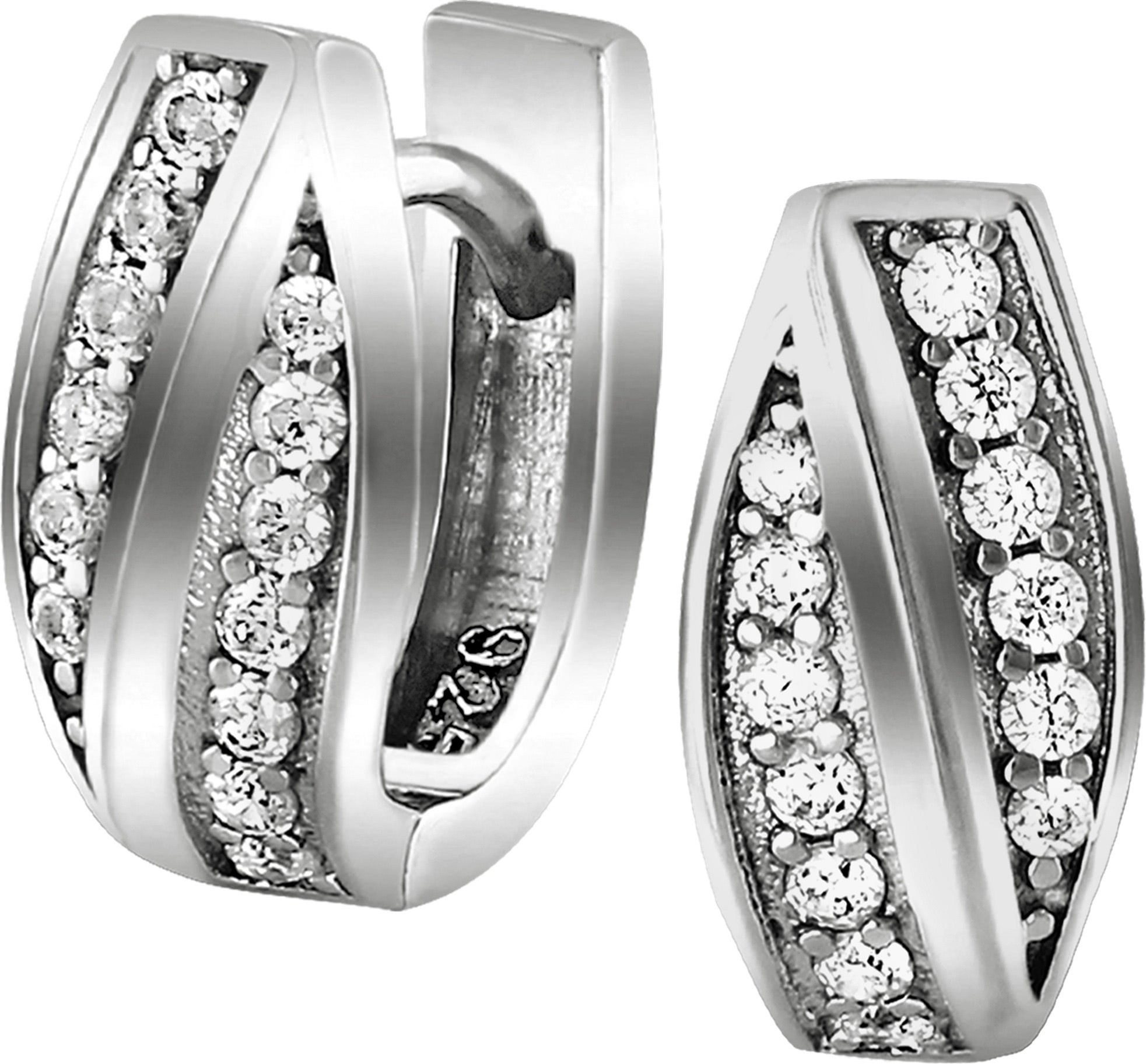 SilberDream Paar Creolen SilberDream Ohrringe Zirkonia weiß 925 (Creolen), Damen Creolen Senses aus 925 Sterling Silber, Farbe: silber, weiß