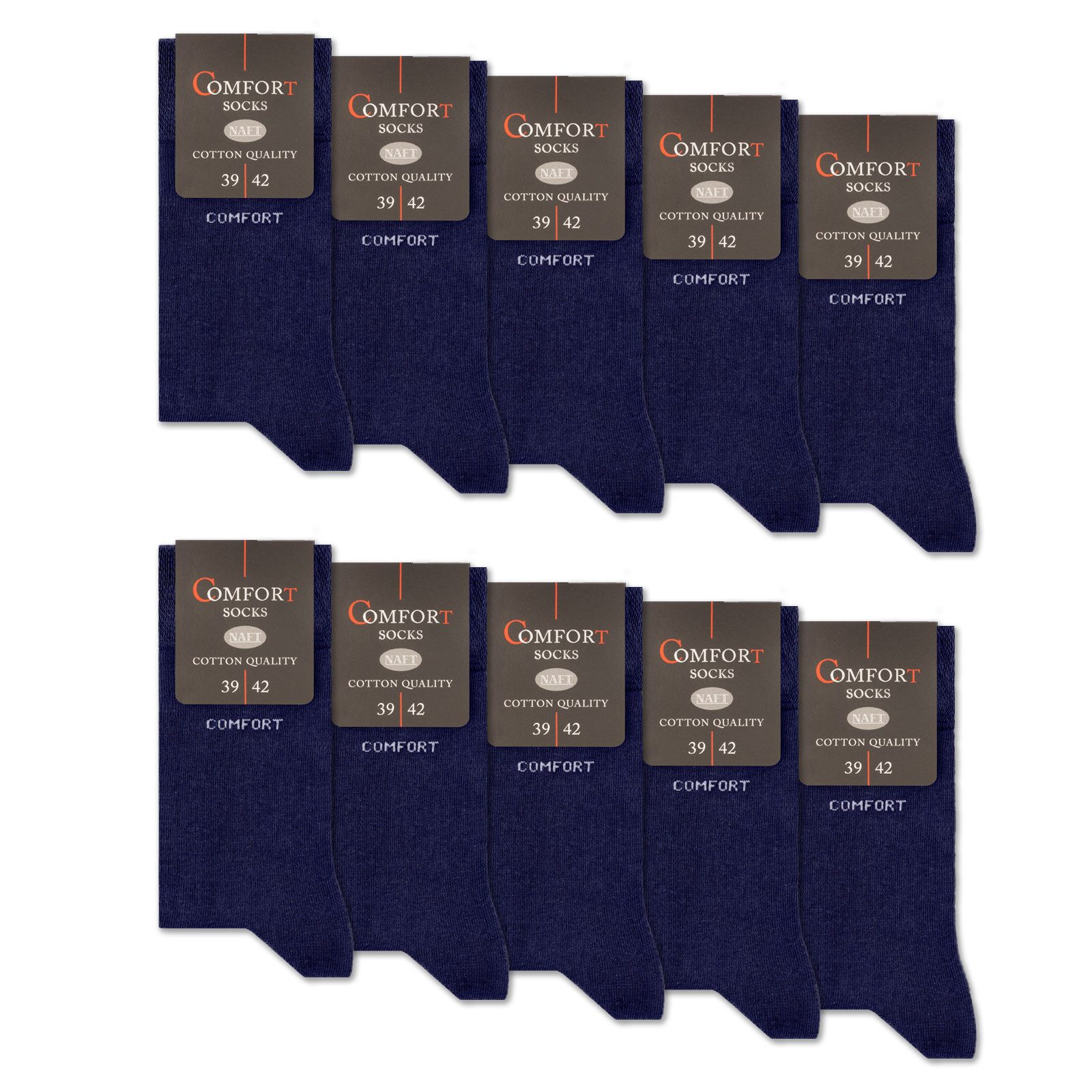 sockenkauf24 Komfortsocken 10 Paar Damen & Herren Comfort Socken (10xNavy, 47-50) ohne Gummibund & ohne Naht Baumwolle Komfortbund - 13100
