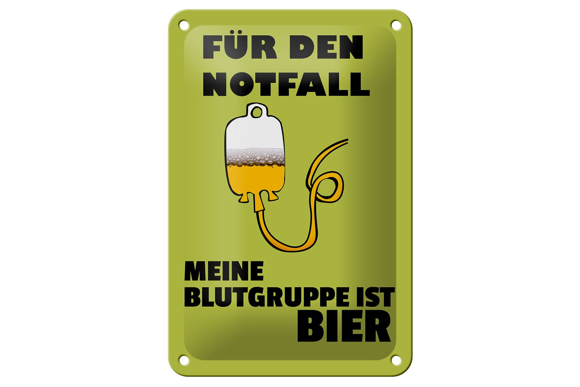 Metallschild Alkohol 12x18cm für den Notfall Blutgruppe Bier