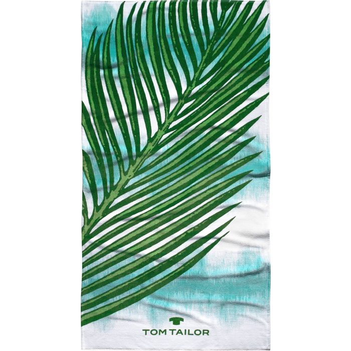 TOM TAILOR Strandtuch Palma Frotteevelours (1-St) mit großem Palmenblatt