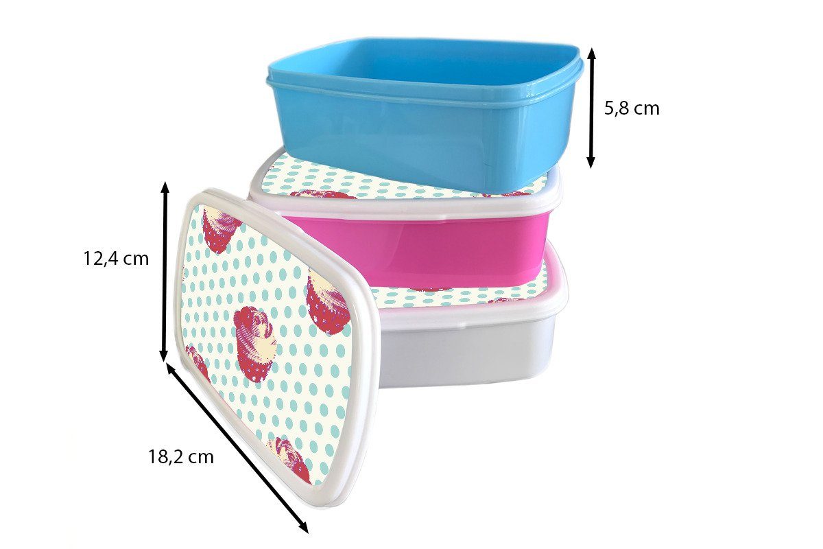 für Brotdose Kinder, (2-tlg), - Snackbox, Brotbox Cupcake Muster - Lunchbox Erwachsene, rosa MuchoWow Kunststoff Mädchen, Kunststoff, Lebensmittel,