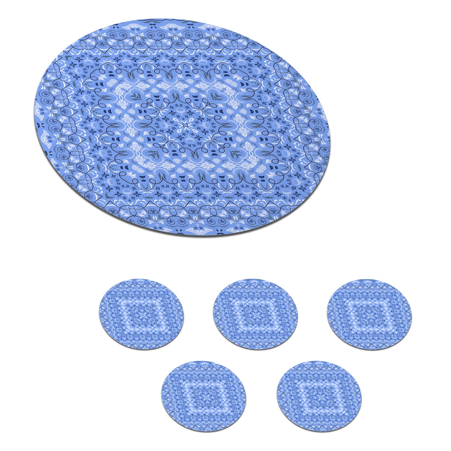 MuchoWow Glasuntersetzer Persischer Teppich - Muster - Blau, Zubehör für Gläser, 6-tlg., Getränkeuntersetzer, Tassenuntersetzer, Korkuntersetzer, Tasse, Becher